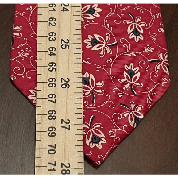 Vintage Christian Dior Red Green 100% Imported Silk Men’s Neck Tie Made In USA - Picture 5 of 9